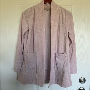 2 for $30 sale; Loft open-front cardigan in blush pink velour fabric. Small